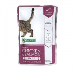 NATURE'S PROTECTION CHICKEN & SALMON ADULT "SKIN AND COAT CARE" 100G